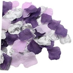 900PCS Purple Lavender Silver Silk Rose Petal Violet Lilac Silver Artificial