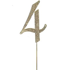 4.5″ GOLD Number 4 Rhinestone Cake Topper Wedding Cupcake Dessert Dessert Events