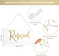 6 Pcs Reserved Signs for Wedding Chairs Acrylic Tag Hanging with Ribbon for Wedd
