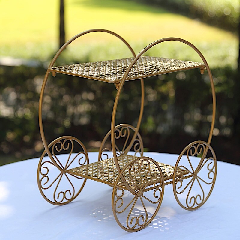 14 in Gold 2 Tier Cinderella Carriage Cupcake Dessert DISPLAY STAND Party Events