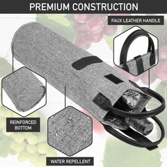 OPUX Wine Bag Single Bottle Carrier Tote, Insulated Travel Wine Cooler Bag for P