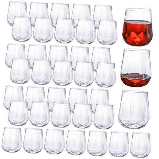 40-Pack Plastic Stemless Wine Glasses, 12 Oz Unbreakable Plastic Drinking