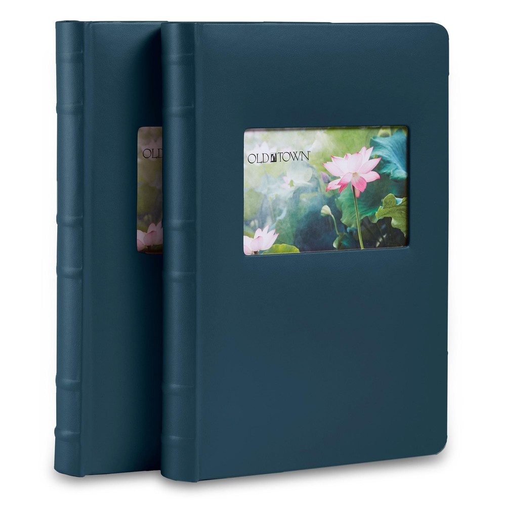 Old Town 2-Pack Bonded Leather Photo Albums, Photo Album 5×7 & 4×6 Slots, Navy