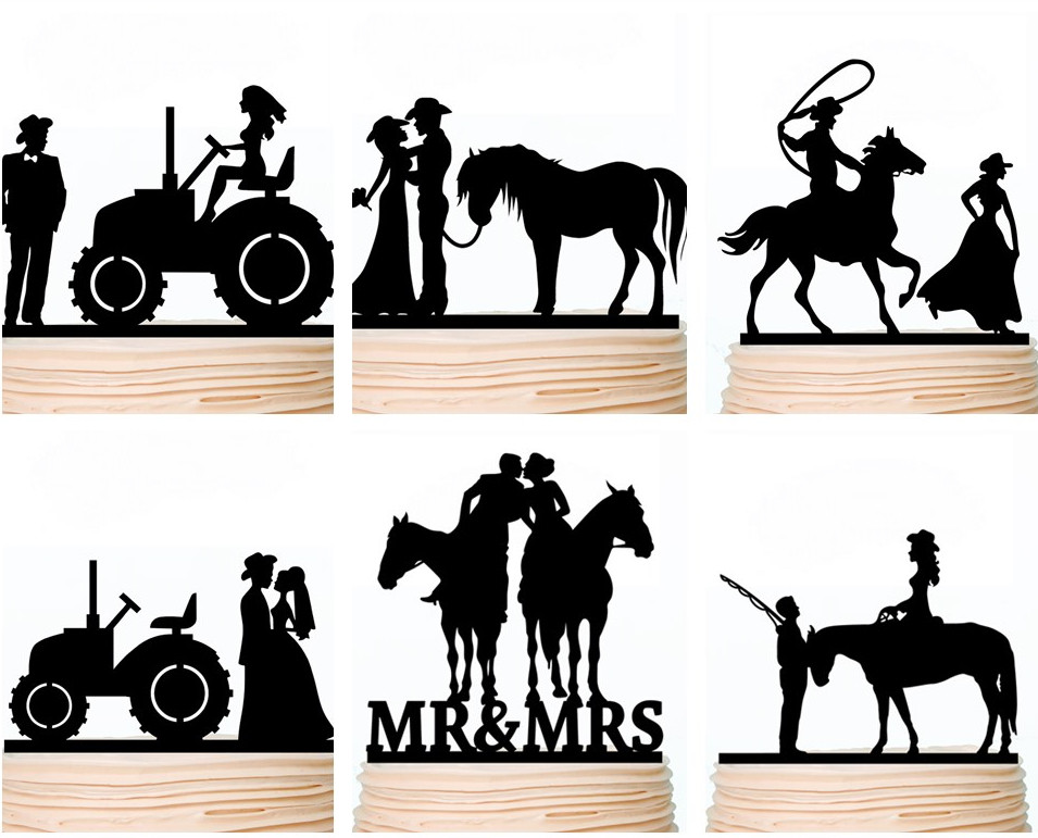 Country Wedding Cake Toppers Rustic Cowboy Western Party Decorations Custom