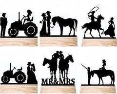 Country Wedding Cake Toppers Rustic Cowboy Western Party Decorations Custom