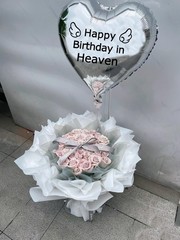 Nine Happy Birthday 18 Inches Heart Balloon, 12 Round Balloons, Silver