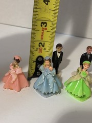 Lot Of 8 VTG 1950s Wedding Party Cake Toppers Bridesmaids Groomsmen Colorful