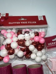 Lot of 12- Glitter Tulle 6X3 Yards Fuchsia. Glitter Foam Hearts Lip Love & More