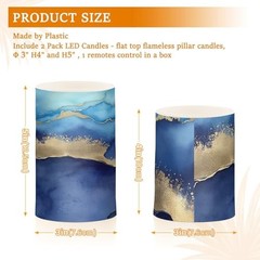 Blue Marble Flameless Candles with Remote Control and Timer, Adjustable
