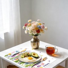 6 Pcs Lavender Tulip Placemats, 11×16 Inch Summer Floral colorful tulips