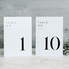 White Wedding Table Numbers 1-10 with Stands 5″x7″ White Acrylic Table Number…