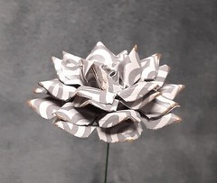 Handmade Paper Flower on stem (Gray Pattern No.3) for Wedding, St. Valentine’s