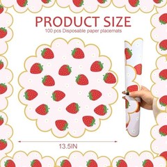 100Pcs Strawberry Paper Placemats Pink Fruit Place Mats 13.5 Pink Strawberry