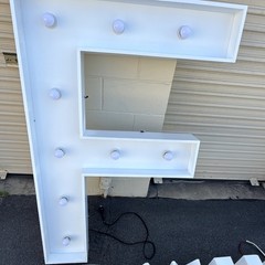 White Lighted Marquee Letter Set w/ # Sign – M B A F Letters
