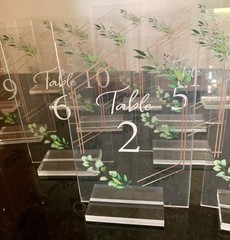Table Numbers 1-20 Acrylic Wedding & Party Set / Stands Hand Painted