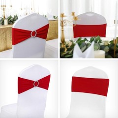 Transformative 50-Pack Red Spandex Chair Sashes with Buckle for Celebrations