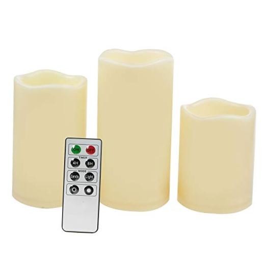 Waterproof Outdoor Battery Operated Flameless Candles Dark Ivory, 3″x4″,5″,6″