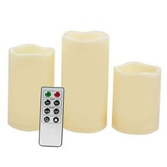 Waterproof Outdoor Battery Operated Flameless Candles Dark Ivory, 3″x4″,5″,6″
