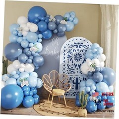 Dusty Balloon Arch Kit,145pcs Denim Light and White Balloons Garland Kits Blue