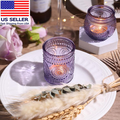 12Pcs Assorted Purple Votive Candle Holders for Party Decorations, Lavender Teal