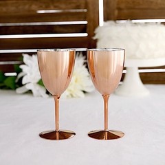 6 pcs Blush Premium Metallic Plastic 8 oz Wine Glasses Party Events Disposable