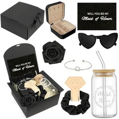 9 Pcs Bridesmaid Proposal Gifts Maid of Honor – 1 count – Maid of Honor Black