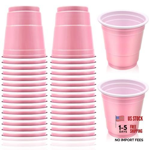 30 Pcs Disposable 2oz Shot Glasses Plastic Cups for Wedding – Light Pink