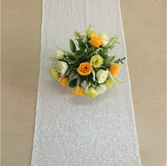 white glitter sequin table runner wedding anniversary birthday cake table decor