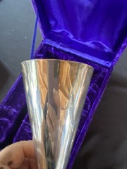Silver Plated Champagne Flutes X 2, Purple Velvet Box