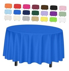 84 x 84 Plastic Table Cover Waterproof 2 Pack Royal Blue Tablecloth Round