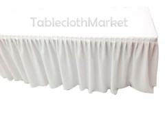 4′ Fitted Table Skirting Cover w/ Top Topper Single Pleated Wedding WHITE