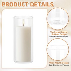 2 pieces transparent tubular glass candle holder (H:15cm D:6.6cm) for decor