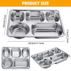 Foaincore 8 Pack 304 Stainless Steel Divided Plates Rectangular Portion Control