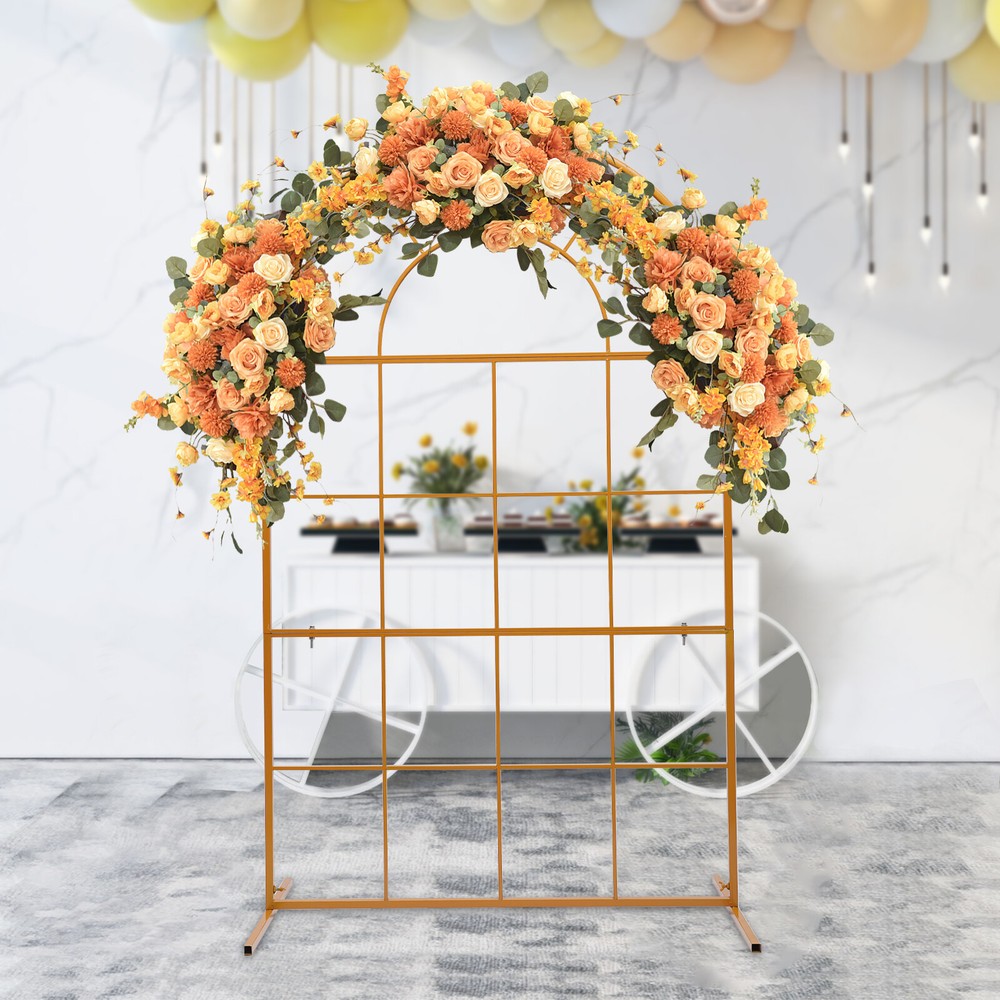 Gold Metal Wedding Arch Backdrop Stand 6.6ft Garden Holder Rack Arch Stand