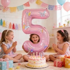 40 Inch Number Balloon Pink Large Mylar Foil Pink Number Balloons and Pink5