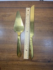 Seellodge stainless steel wedding knife and spatula set Gold Plated