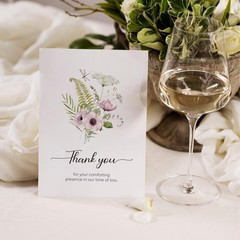 25 Funeral Thank You Cards with Envelopes, 5 Designs, 4x6in Watercolor Wildfl…