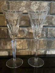 Waterford Crystal Swan Heart Wedding Toasting Champagne Flutes Set of 2