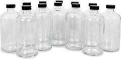 Vivaplex, 12, Clear, 16 oz Glass Bottles, with 12 Count (Pack of 1), White