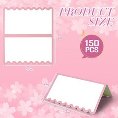 150 PCS Pink Blank Scalloped Tent Place Name Cards Table Setting 2×3.5 In