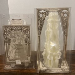 LILLIAN ROSE White CARVED Wedding Unity PILLAR CANDLE & Unity Candles NEW IN BOX
