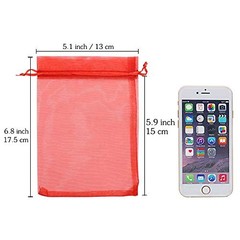 Organza Bags 100pcs, 5 x 7 inches Christmas Gift Drawstring Bags Mesh Red