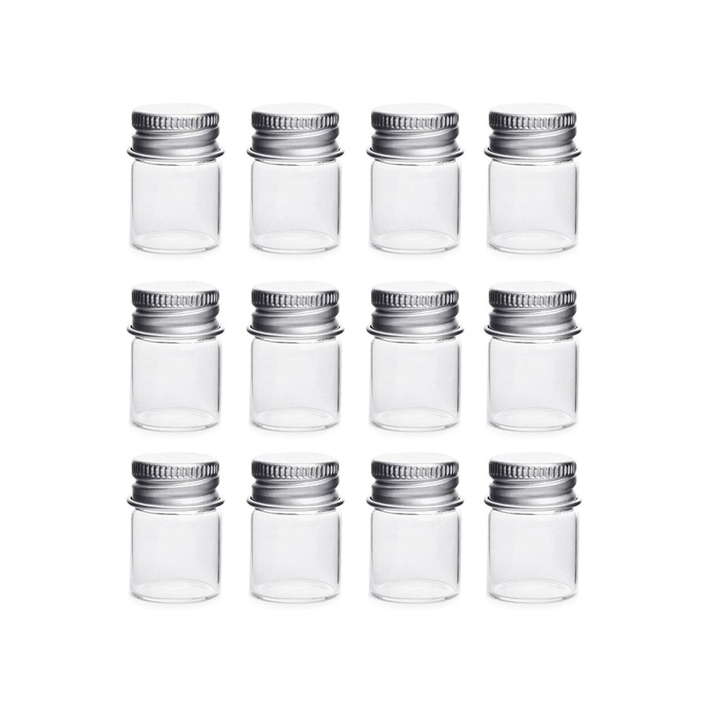 12PCS 5ML Glass Bottles with Aluminum Lids Tiny Clear Jars Storage Vials