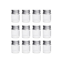 12PCS 5ML Glass Bottles with Aluminum Lids Tiny Clear Jars Storage Vials