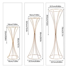 3 pcs Gold Wedding Table Hourglass-shaped Flower Stand For Anniversary Ceremony