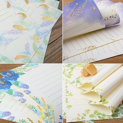 64 Sheets Stationary Letter Paper Set – A5 Cute Colored Gold Foil