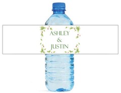 100 Floral Vines Wedding Anniversary Engagement Party Water Bottle labels