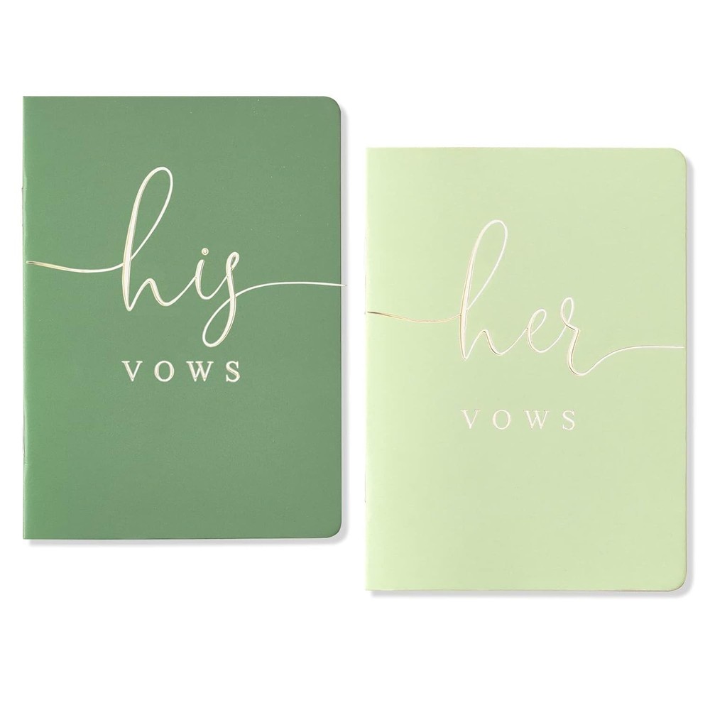 Spacobo Wedding Vow Books His and Hers Vows Booklets, Lined Paper, Set of 2