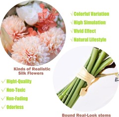 cn-Knight 2pcs Boho Style Artificial Flower Bouquets, 17″, Champagne Color