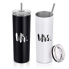 Mr and Mrs Gift Set, Mr and Mrs Stainless Steel Insulated 1 Black and White